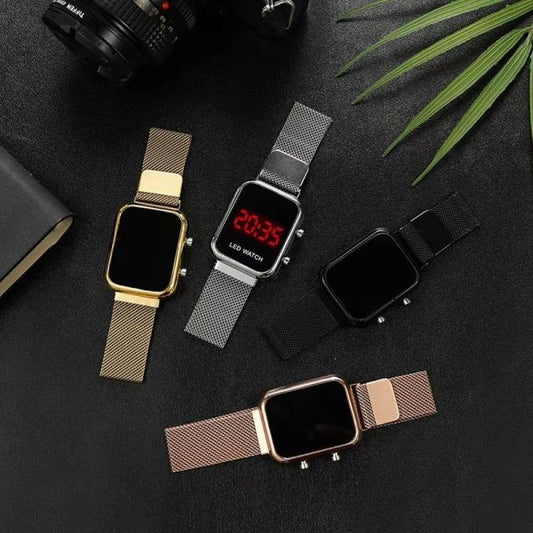 Black New Magnet Chain Digital Led Watch For Mens & Womens (without Box )