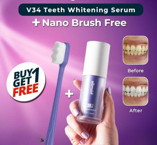 Pack Of 2 Teeth Brightening Hismiles V34 Colour Corrector Serum + Micro Nano Toothbrush Deal For Sensitive Gums Toothbrush