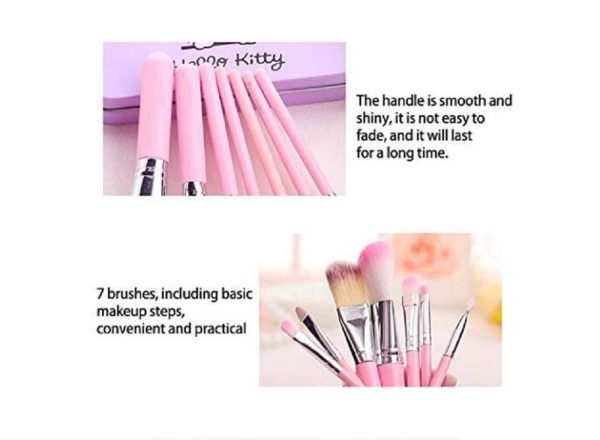 Pack Of 7 Hello Kitty Makeup Brush Set | Makeup Foundation Powder Eye Shadow Brushes Set (pink)