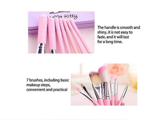 Pack Of 7 Hello Kitty Makeup Brush Set | Makeup Foundation Powder Eye Shadow Brushes Set (pink)