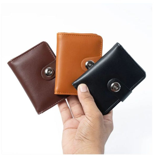Plain Leather Minimool Button Closure Wallet Smart Wallet For Male And Female Easy To Carry, Stylish And Slim (random Color)