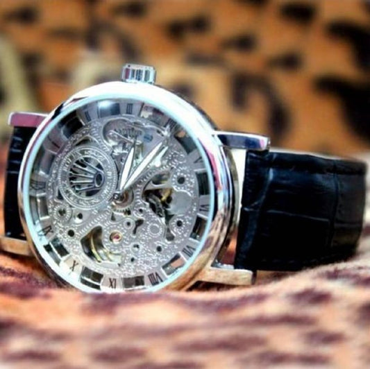 Skeleton watch Stylish Watch leather strap